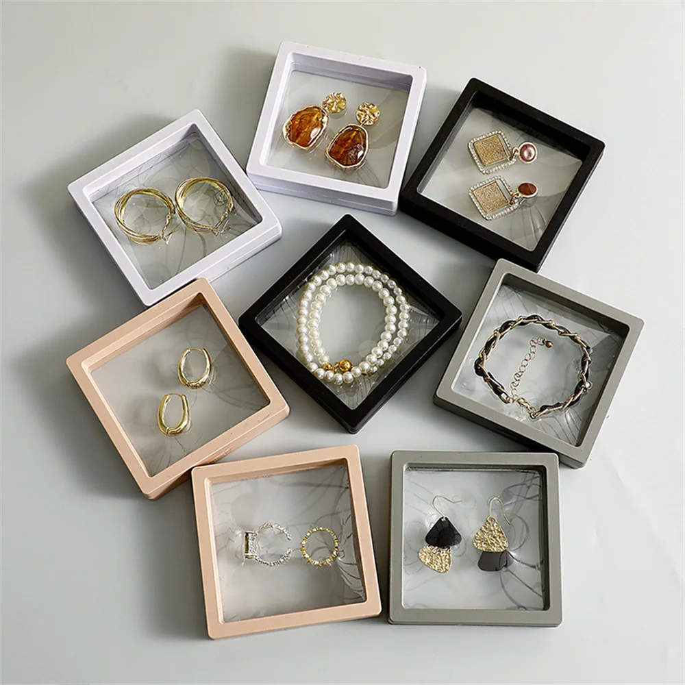 PE Film Jewelry Storage Box Travel Earrings Ring Bracelet Organizer Gift Box Paper Drawer Anti-oxidation Jewelry Packaging Box