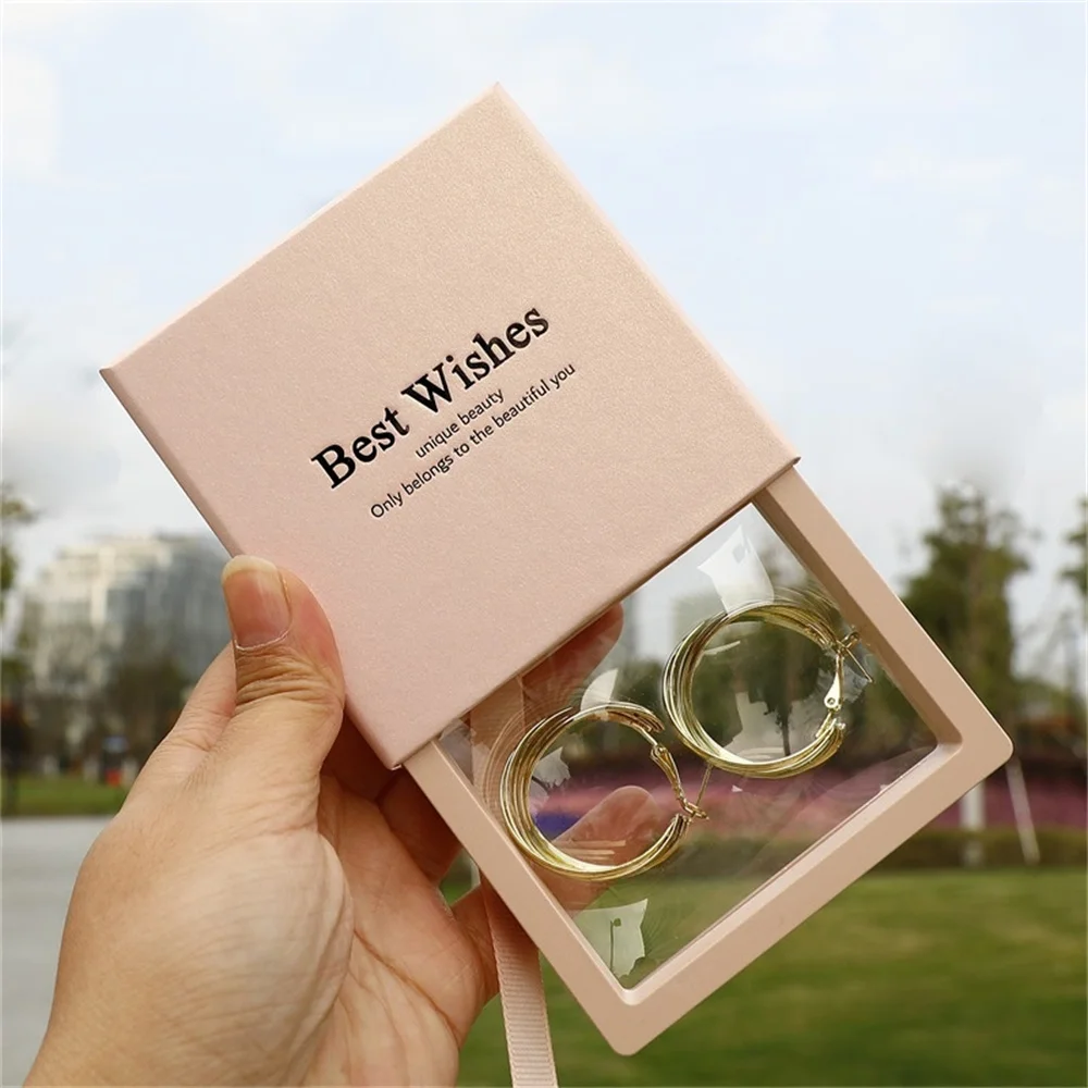 PE Film Jewelry Storage Box Travel Earrings Ring Bracelet Organizer Gift Box Paper Drawer Anti-oxidation Jewelry Packaging Box