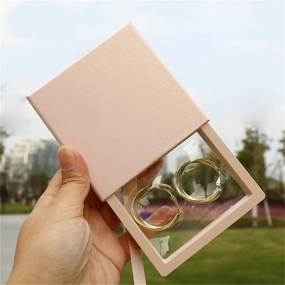 PE Film Jewelry Storage Box Travel Earrings Ring Bracelet Organizer Gift Box Paper Drawer Anti-oxidation Jewelry Packaging Box