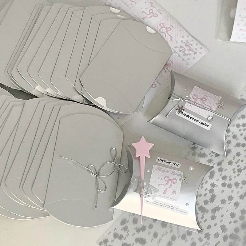 50PCS Silver Color Paper Jewelry Box Blank Blind Bag Packaging Earring Necklaces Rings DIY Christmas Hollween Wrapping Wholesale