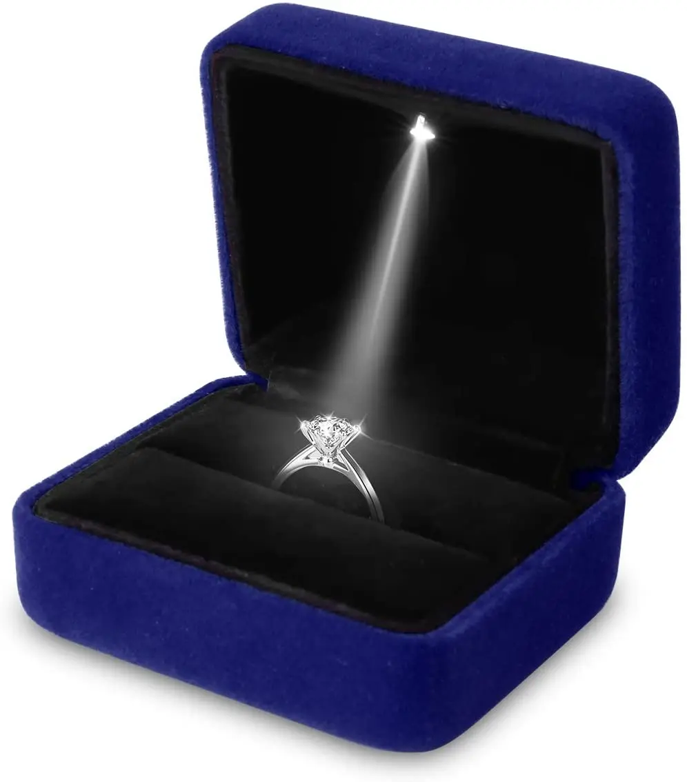 GENENIC LED Jewelry Ring Box Luxury Velvet Earrings Organizer Box for Proposal Engagement Wedding Ring Box Luminous Gift Box