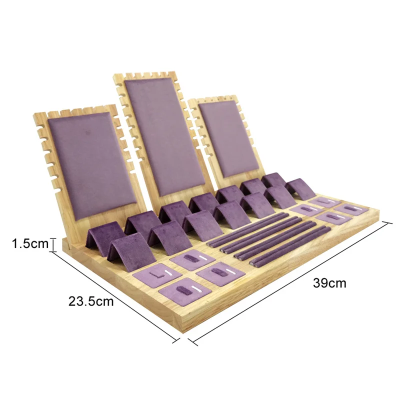 Set Jewelry Display Tray for Exhibitor Necklace Earring Rings Organizer Props Beautiful Pink Fabric Jewelry Showcase Frame