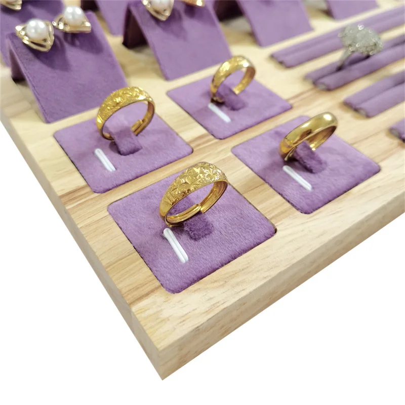 Set Jewelry Display Tray for Exhibitor Necklace Earring Rings Organizer Props Beautiful Pink Fabric Jewelry Showcase Frame