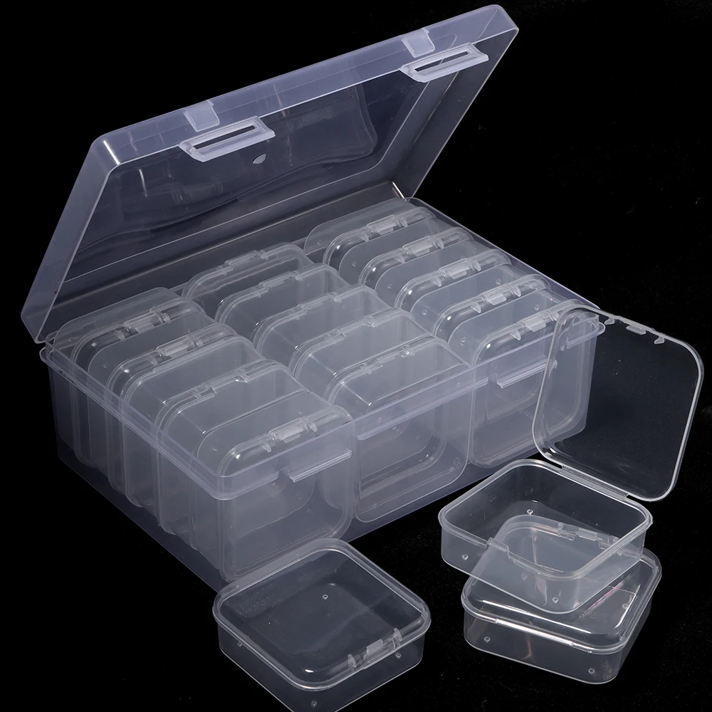 1PC Transparent Plastic Dust-proof Storage Box Multifunctional Storage Box For Small Jewelry Nail Art Perler Beads Organization