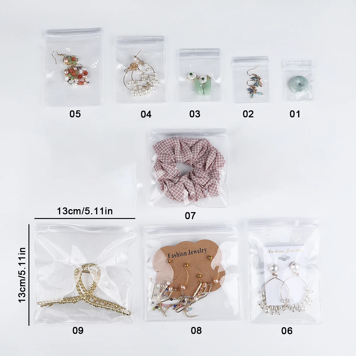 50/150pcs Jewelry Organizer Pouch Bags Transparent PVC Anti-Oxidation Earring Pendant Necklace Bracelet Storage Holder Bags