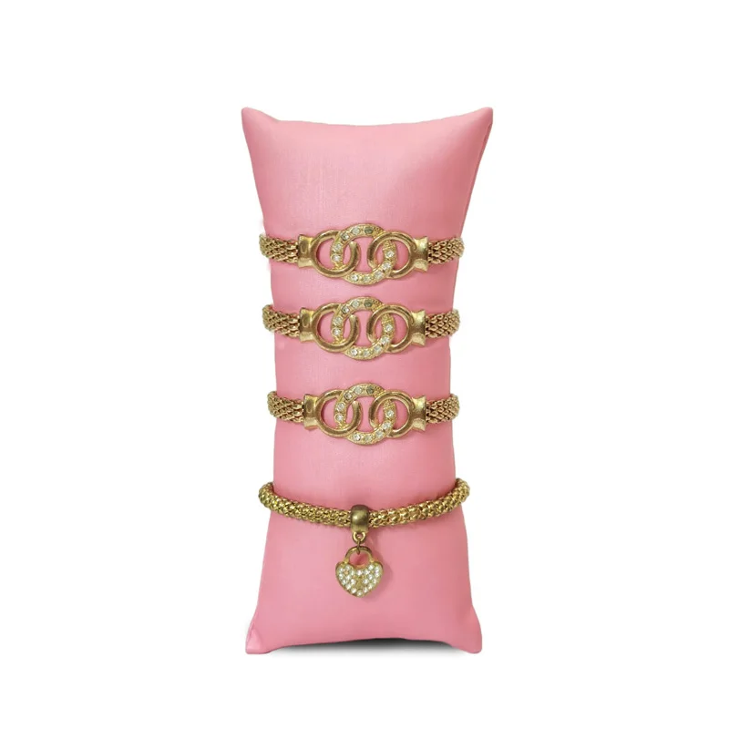 Pink Brushed Leather Jewelry Display Pillow Watch Bracelet Storage Display Pillow Bracelet Necklace Display Pillow
