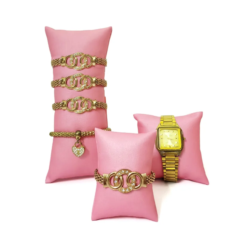 Pink Brushed Leather Jewelry Display Pillow Watch Bracelet Storage Display Pillow Bracelet Necklace Display Pillow