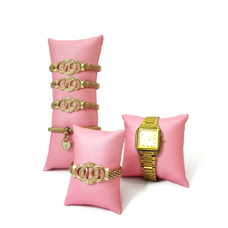 Pink Brushed Leather Jewelry Display Pillow Watch Bracelet Storage Display Pillow Bracelet Necklace Display Pillow