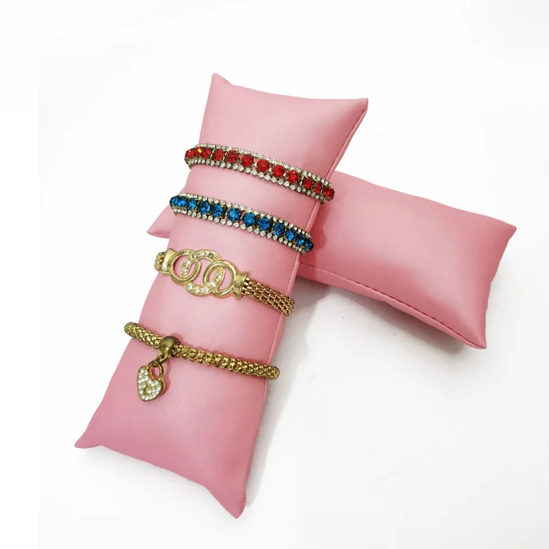 Pink Brushed Leather Jewelry Display Pillow Watch Bracelet Storage Display Pillow Bracelet Necklace Display Pillow