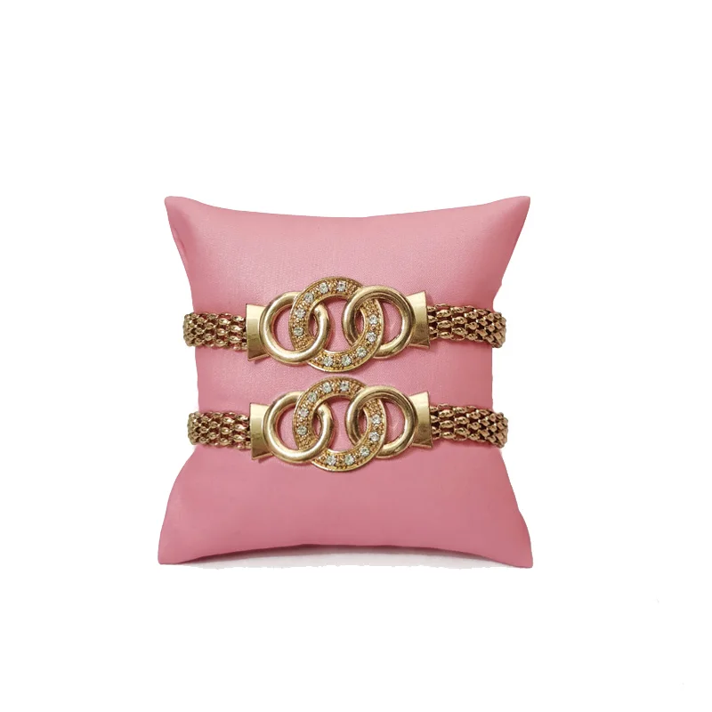 Pink Brushed Leather Jewelry Display Pillow Watch Bracelet Storage Display Pillow Bracelet Necklace Display Pillow