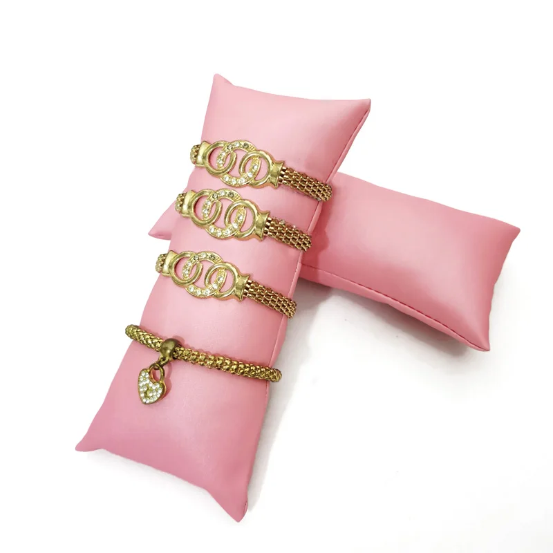 Pink Brushed Leather Jewelry Display Pillow Watch Bracelet Storage Display Pillow Bracelet Necklace Display Pillow