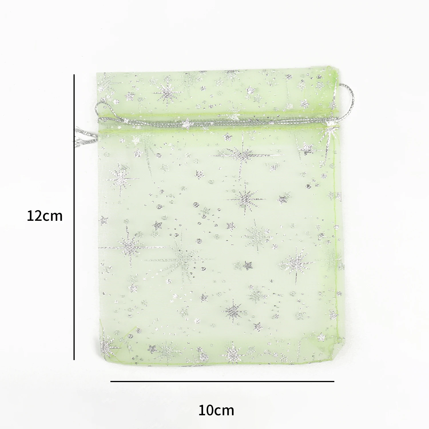 10x12cm Gift Organza Bags Silver Color Star Drawable Wedding Party Decoration Gift Bags Display Packaging Jewelry Pouches 50pcs