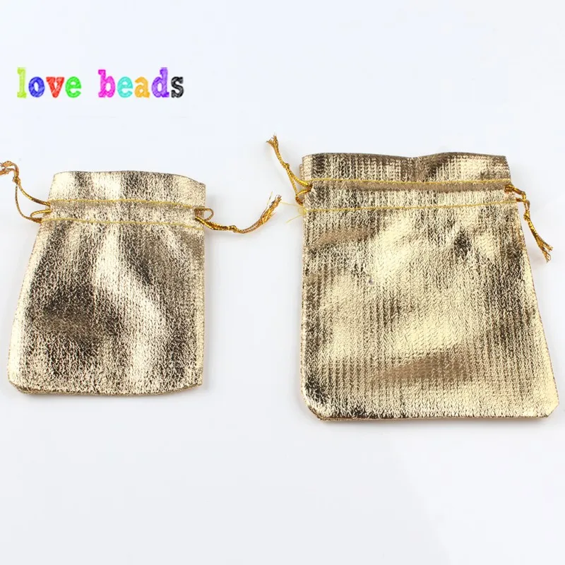 50pcs/lot Gold Silver Color Adjustable Jewelry Packing Bags 7x9cm 9x12cm Party Candy Drawstring Wedding Gift Bags & Pouches