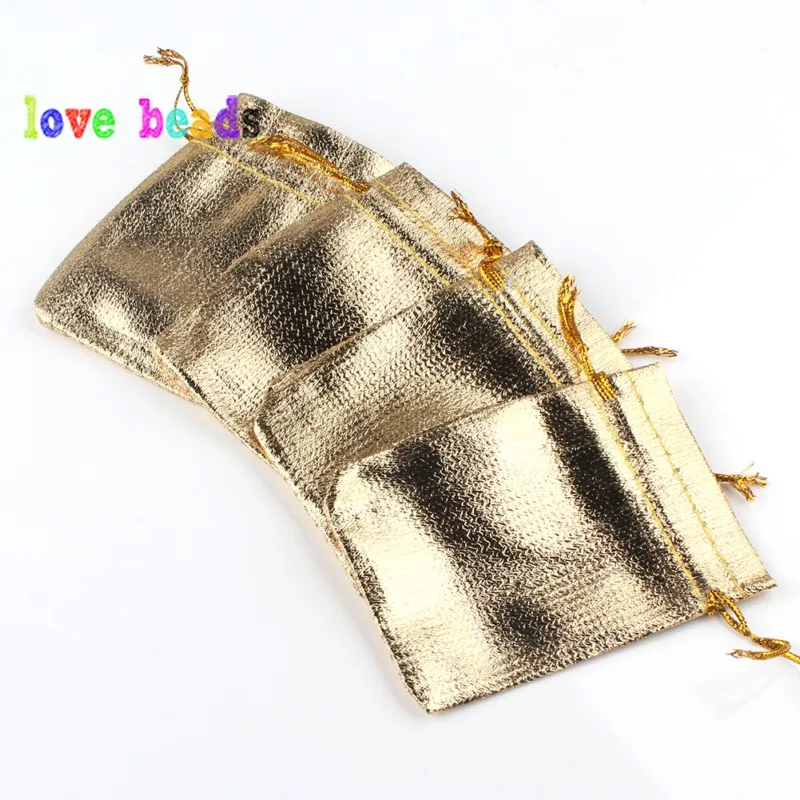 50pcs/lot Gold Silver Color Adjustable Jewelry Packing Bags 7x9cm 9x12cm Party Candy Drawstring Wedding Gift Bags & Pouches