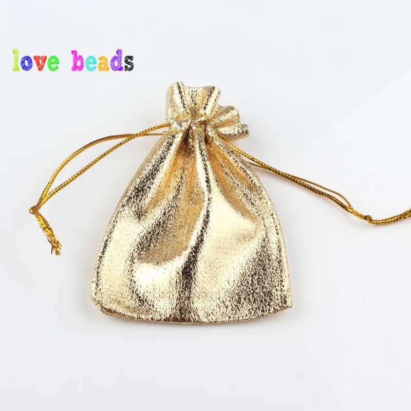 50pcs/lot Gold Silver Color Adjustable Jewelry Packing Bags 7x9cm 9x12cm Party Candy Drawstring Wedding Gift Bags & Pouches