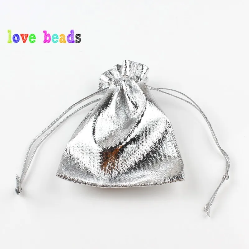 50pcs/lot Gold Silver Color Adjustable Jewelry Packing Bags 7x9cm 9x12cm Party Candy Drawstring Wedding Gift Bags & Pouches