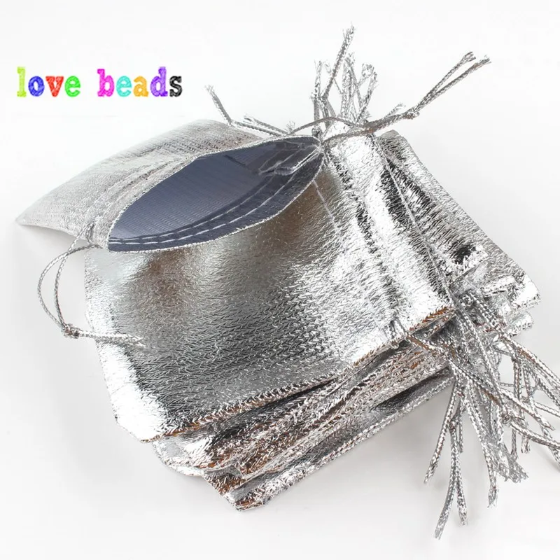 50pcs/lot Gold Silver Color Adjustable Jewelry Packing Bags 7x9cm 9x12cm Party Candy Drawstring Wedding Gift Bags & Pouches