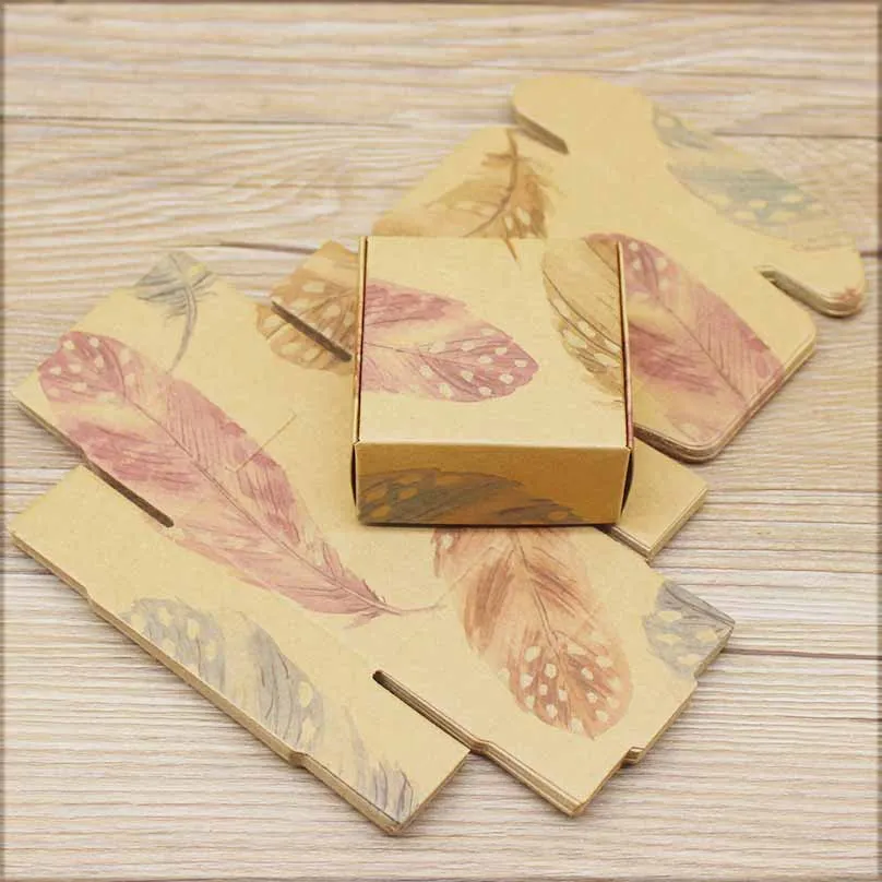 ZerongE Jewelry 10PC DIY THANK YOU Gifts Packag Vintage Kraft Flower Gifts Box Packaging for Wedding Home Party Suppiles