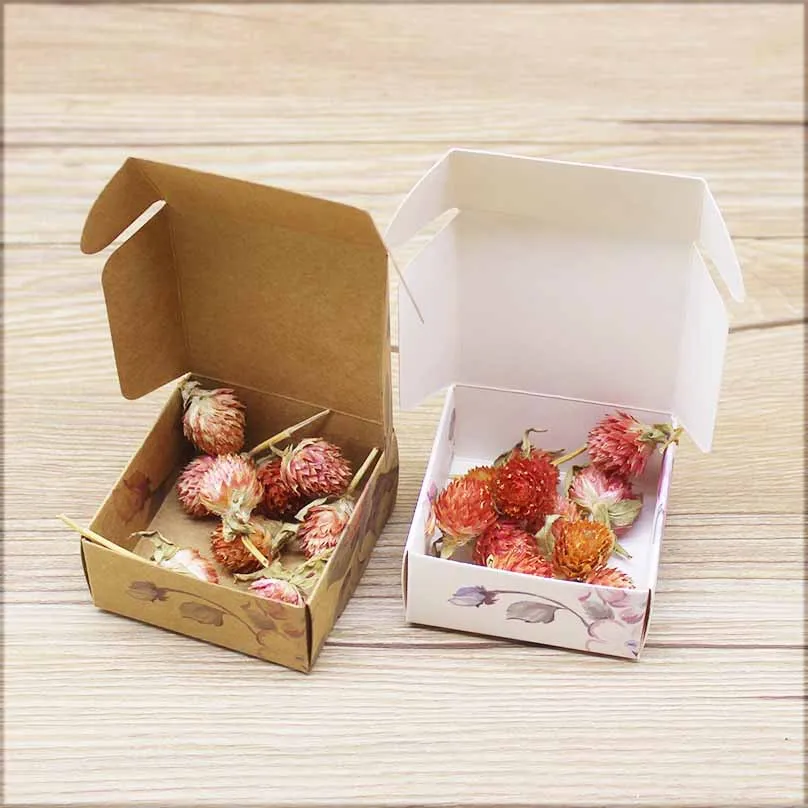 ZerongE Jewelry 10PC DIY THANK YOU Gifts Packag Vintage Kraft Flower Gifts Box Packaging for Wedding Home Party Suppiles