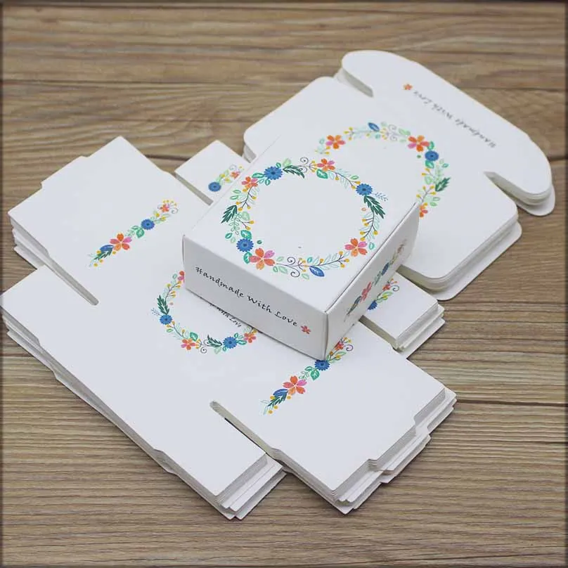 ZerongE Jewelry 10PC DIY THANK YOU Gifts Packag Vintage Kraft Flower Gifts Box Packaging for Wedding Home Party Suppiles