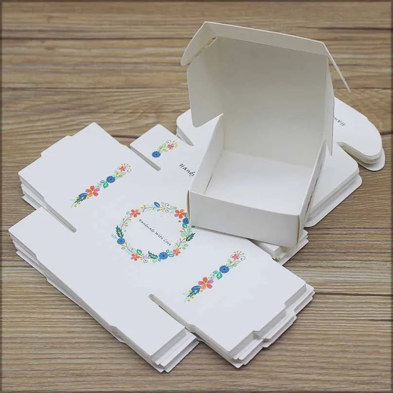ZerongE Jewelry 10PC DIY THANK YOU Gifts Packag Vintage Kraft Flower Gifts Box Packaging for Wedding Home Party Suppiles