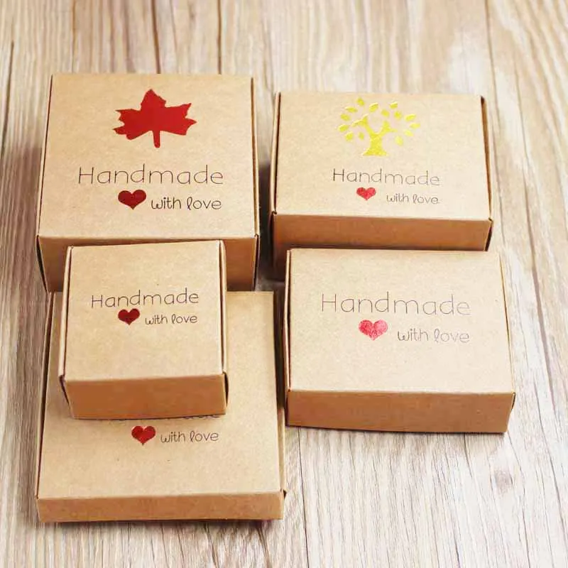 ZerongE Jewelry 10PC DIY THANK YOU Gifts Packag Vintage Kraft Flower Gifts Box Packaging for Wedding Home Party Suppiles