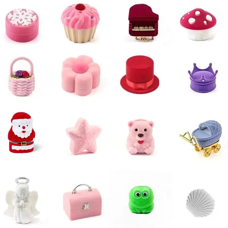 1PCS Mini Velvet Ring Box Creative Jewelry Case Holder Ring Earring Display Box for Wedding Proposal Engagement Birthday Gift