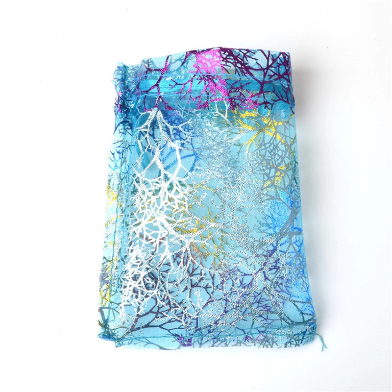 100pcs 7x9cm 9x12cm Coral Bronzing Drawstring Organza Bags Jewelry Packaging Bag Wedding Christmas Gift Bags Jewelry Pouches