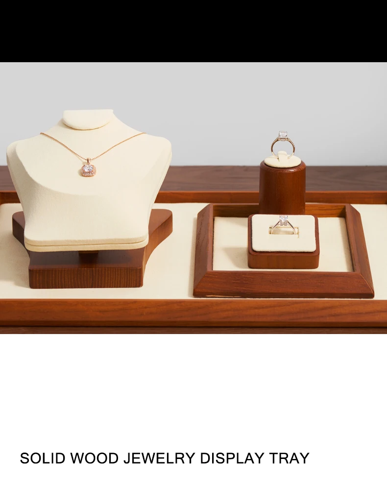Oirlv Wooden Jewelry Display Stand Ring Earring Necklace Bracelet Watch Jewelry Stand Display Set Solidwood Jewelry Holder Stand