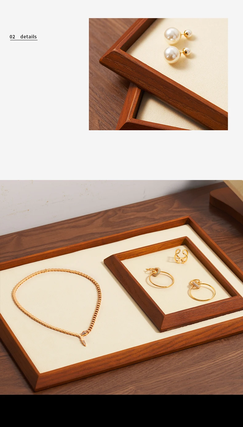 Oirlv Wooden Jewelry Display Stand Ring Earring Necklace Bracelet Watch Jewelry Stand Display Set Solidwood Jewelry Holder Stand