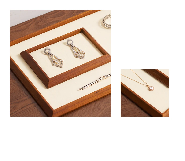 Oirlv Wooden Jewelry Display Stand Ring Earring Necklace Bracelet Watch Jewelry Stand Display Set Solidwood Jewelry Holder Stand