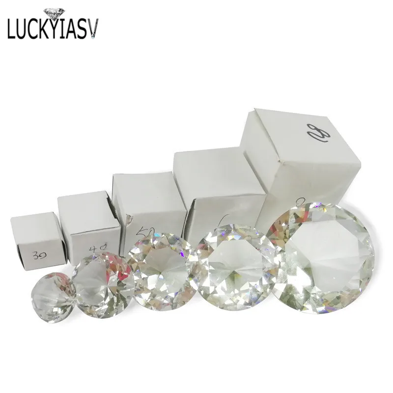 Crystal Clear Paperweight Faceted Cut Glass Giant Diamond Jewelry Decor Craft