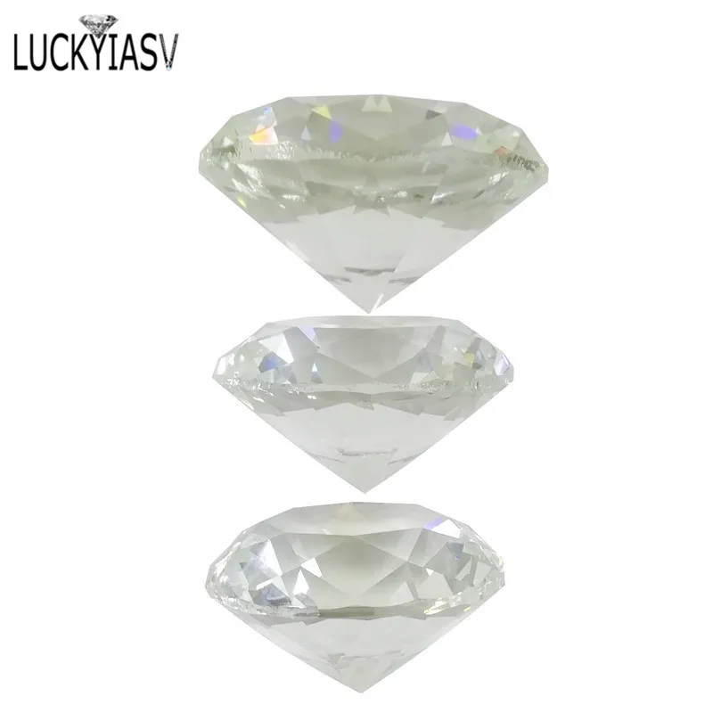 Crystal Clear Paperweight Faceted Cut Glass Giant Diamond Jewelry Decor Craft