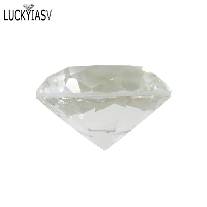 Crystal Clear Paperweight Faceted Cut Glass Giant Diamond Jewelry Decor Craft