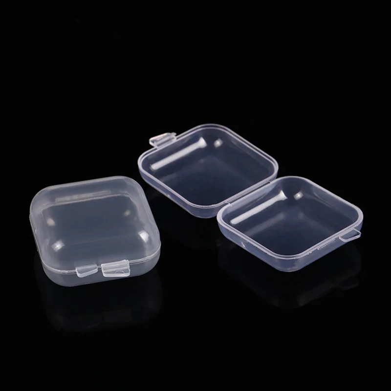 5-50pcs Plastic Storage Box Mini PP Square Box Jewelry Fishhook Component Single-compartment Covered Transparent Storage Box