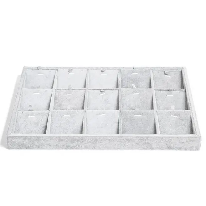 Fashion Ice Grey Velvet Jewelry Tray Jewelllery Storage Box Watch Holder Necklace Ring Earrings Pendant Display Organizer Series
