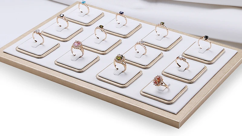 Jewelry Props Ring Necklace Display Tray Bracelet Earring Holder Exhibitor Jewelry Tray Bangle Rack Leather Jewelry Organizer