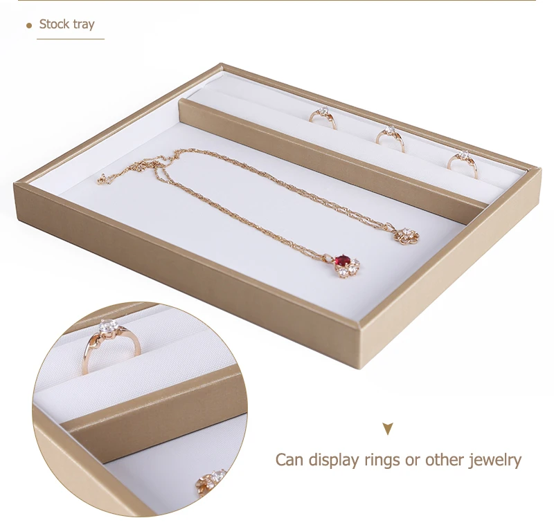 Jewelry Props Ring Necklace Display Tray Bracelet Earring Holder Exhibitor Jewelry Tray Bangle Rack Leather Jewelry Organizer