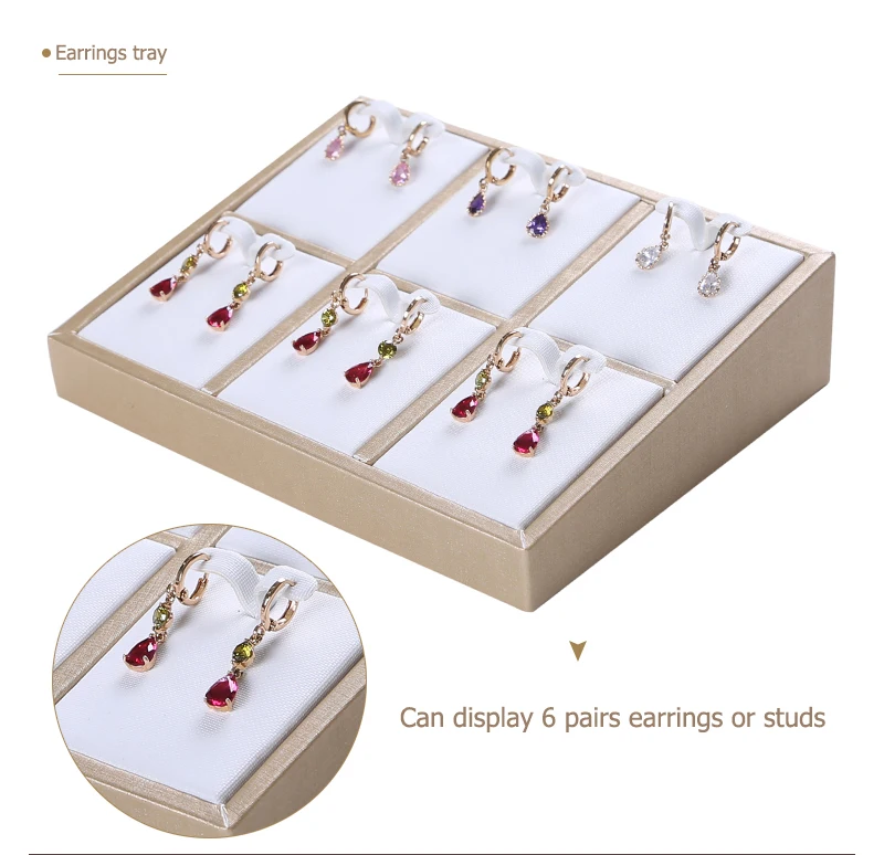 Jewelry Props Ring Necklace Display Tray Bracelet Earring Holder Exhibitor Jewelry Tray Bangle Rack Leather Jewelry Organizer