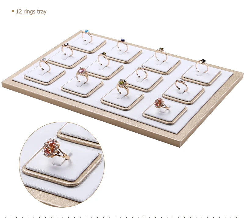 Jewelry Props Ring Necklace Display Tray Bracelet Earring Holder Exhibitor Jewelry Tray Bangle Rack Leather Jewelry Organizer