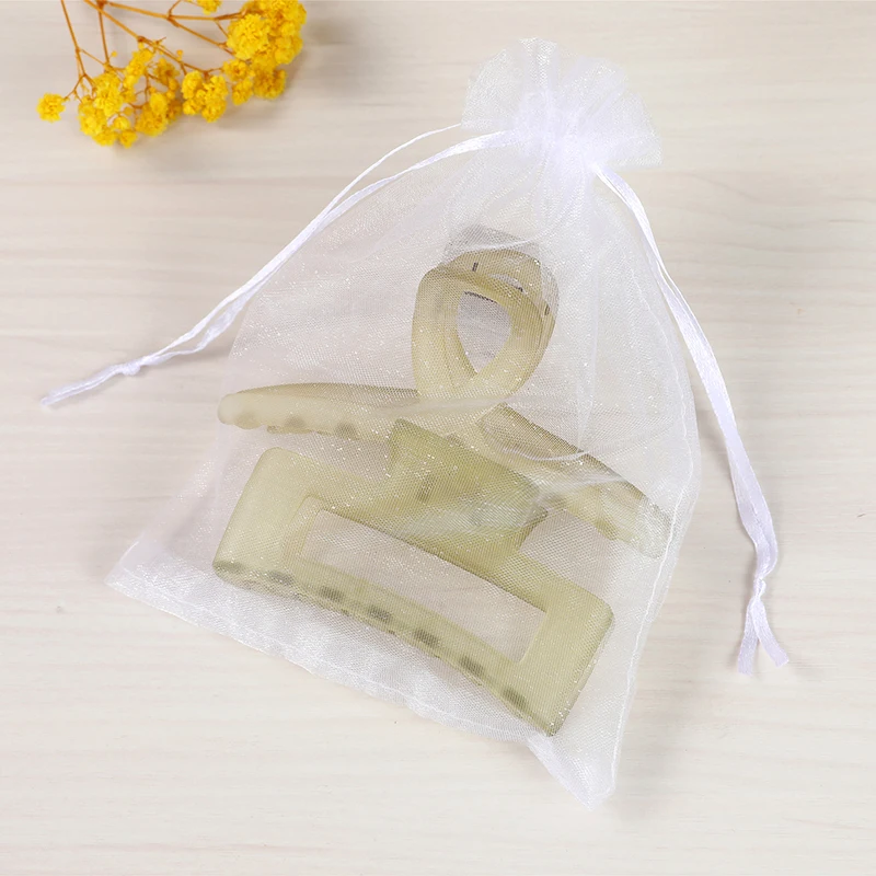 100pcs White Black Organza Bags Jewelry Drawable Mesh Packaging Bag Christmas Pocket Decoration Toy Gift Party Packing Pouch