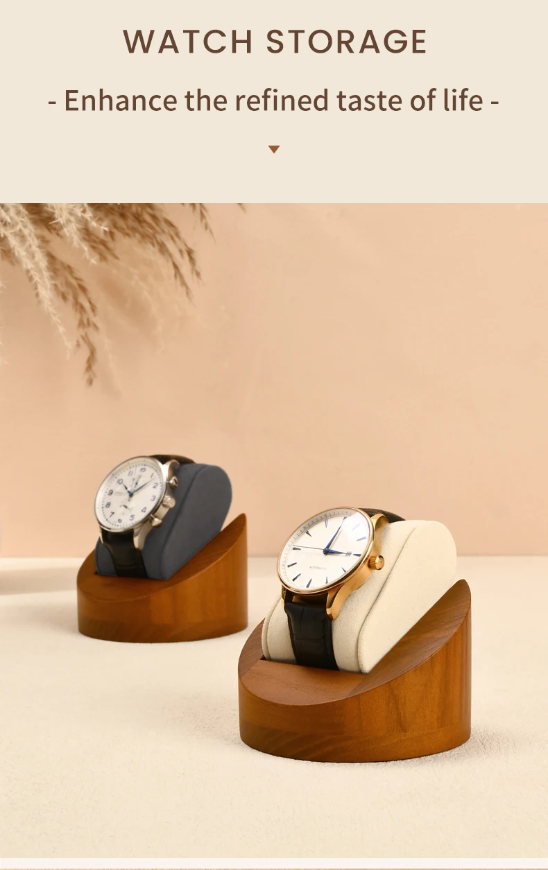 Oirlv Wooden Watch Holder with Pillow Watch Display Stand Watch Storage Box Jewelry Organizer Photography Props Counter Shows