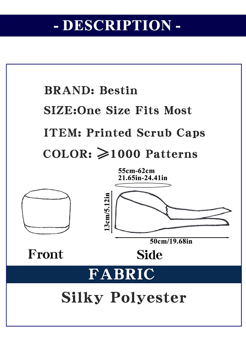 Quick-Dry Spandex Medical Caps Soft Hospital Surgical Hats Dental Clinic Scrub Caps Beauty Salon SPA Work Headwear MSG-02