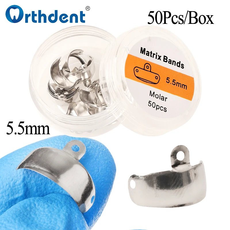50/100Pcs Dental Matrix Bands Sectional Contoured Metal Matrices Refill Forming 3.5/4.5/5.5/6.5mm Dentistry Orthodontic Material