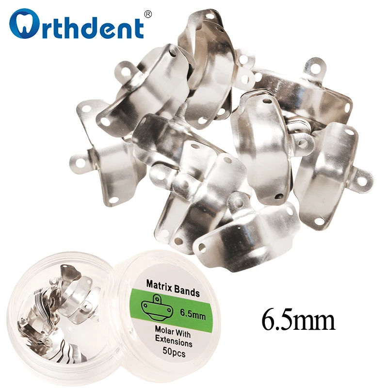 50/100Pcs Dental Matrix Bands Sectional Contoured Metal Matrices Refill Forming 3.5/4.5/5.5/6.5mm Dentistry Orthodontic Material