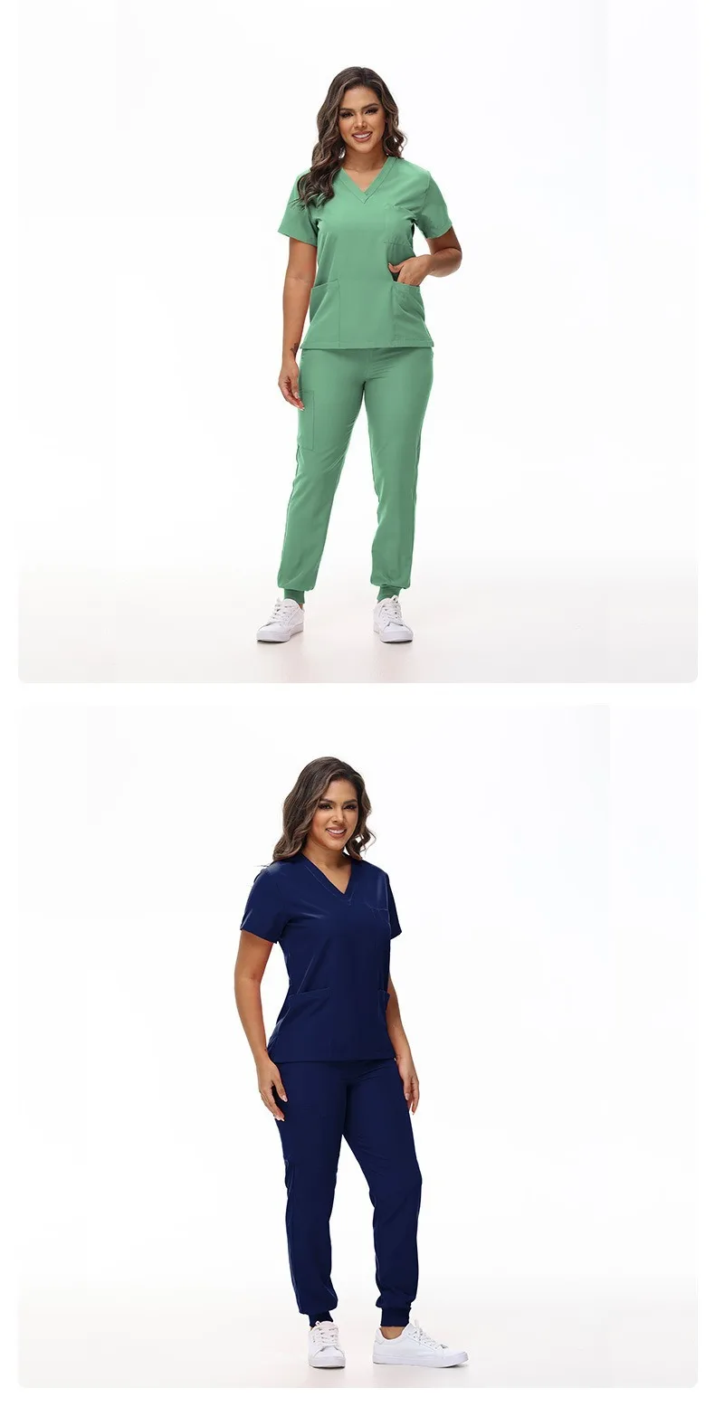 Stretchy Medical Scrubs Uniform Doctor and Nurse Uniform Durable Dental Pediatric Quick-Dry Healthcare Workwear Scrub Set 42109