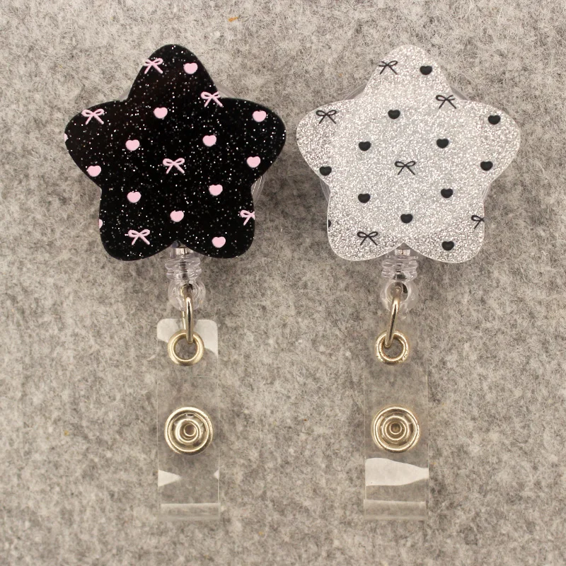 Star Bows Hearts Style Retractable Card Holder Badge Reel Nurse Exhibition Enfermera Girl And Boy Name Card