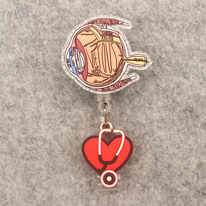 People Brain Eyes Lungs Style Rotate Badge Reel Nurse Workers Enfermera ID Holder Retractable Card Holder Accessory