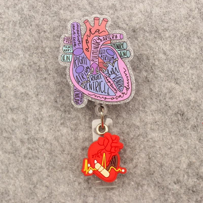People Brain Eyes Lungs Style Rotate Badge Reel Nurse Workers Enfermera ID Holder Retractable Card Holder Accessory