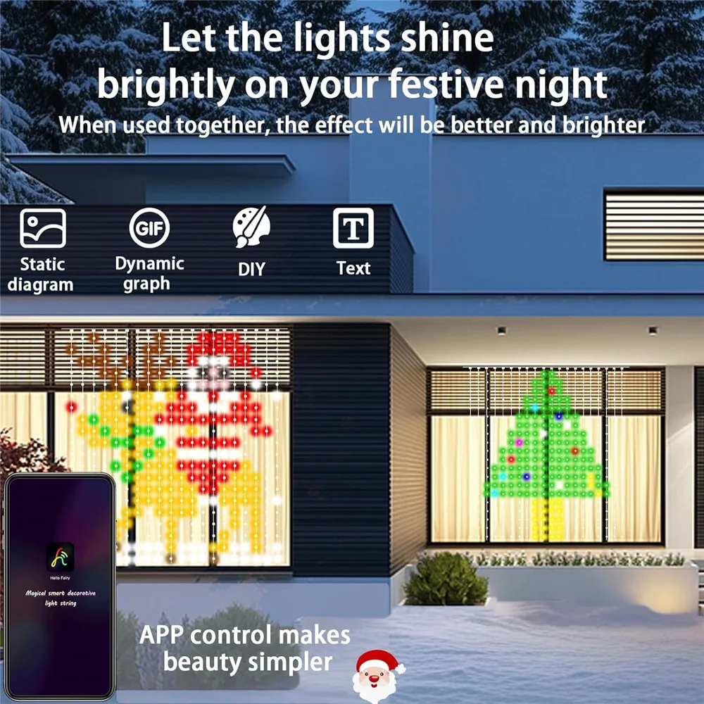 400-800 LED RGB Smart Curtain Lights with Music,App Controls and Remote,LED Party Lights for Wedding/Valentine's Day/Birthday